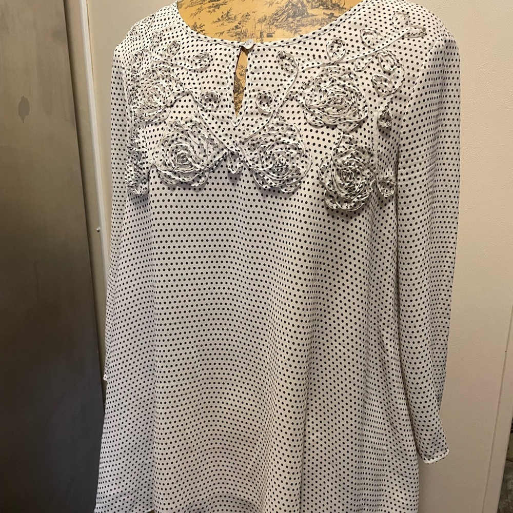 Sophie Max Cream and Black Polka Dot Blouse